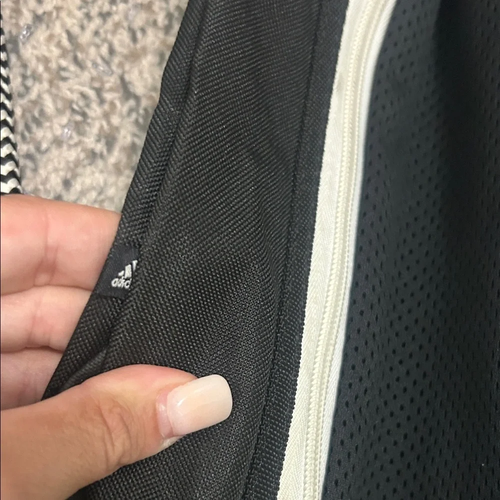 Adidas Black and White Drawstring Backpack